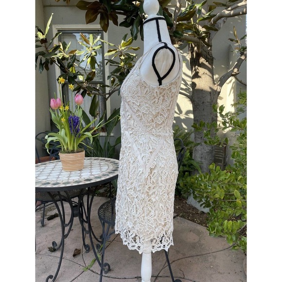 NWT ASTR The Label Womens Sheath Lurex Ivory Lace Dress Lined Spaghetti Straps S - Picture 3 of 8